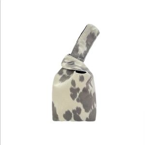 Yaito silver cow suede knot bag
